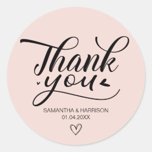Sticker Rond Merci, Mariage Rose de l'anniversaire