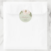 Sticker Rond Merci Mariage Rose de Sage et Blush Peony (Sac)
