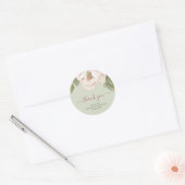 Sticker Rond Merci Mariage Rose de Sage et Blush Peony (Enveloppe)
