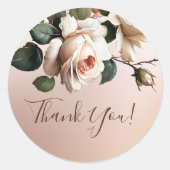 Sticker Rond Merci Mariage Rose de thé (Devant)