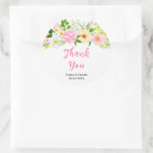 Sticker Rond Merci Mariage rose et jaune (Sac)