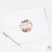 Sticker Rond Merci Mariage rose Fleur sauvage (Enveloppe)