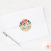 Sticker Rond Merci Mariage Rose Orange (Enveloppe)