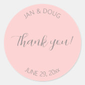 Sticker Rond Merci Mariage rose pâle (Devant)