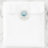 Sticker Rond Merci Mariage Royal Blue Rustic Seashell (Sac)