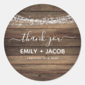 Sticker Rond Merci Mariage rustique (Devant)