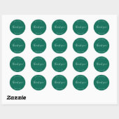 Sticker Rond Merci Mariage stylisé Emerald Green (Feuille)
