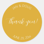 Sticker Rond Merci Mariage stylisé jaune doré (Devant)