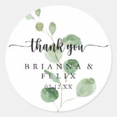 Sticker Rond Merci Mariage Vert Delight Eucalyptus Favoriser (Devant)