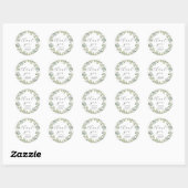 Sticker Rond Merci Mariage vert Eucalyptus rustique Favoriser (Feuille)