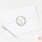 Sticker Rond Merci Mariage vert Eucalyptus rustique Favoriser (Enveloppe)