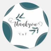 Sticker Rond Merci Mariage vert moderne (Devant)