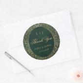 Sticker Rond Merci Mariage victorien orné d'or vert (Enveloppe)