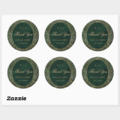 Sticker Rond Merci Mariage victorien orné d'or vert (Feuille)