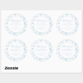 Sticker Rond Merci Mariage vintage bleu clair (Feuille)