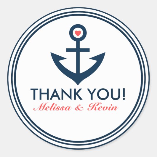 Sticker Rond Merci Marine BlueAncre nautique (Devant)