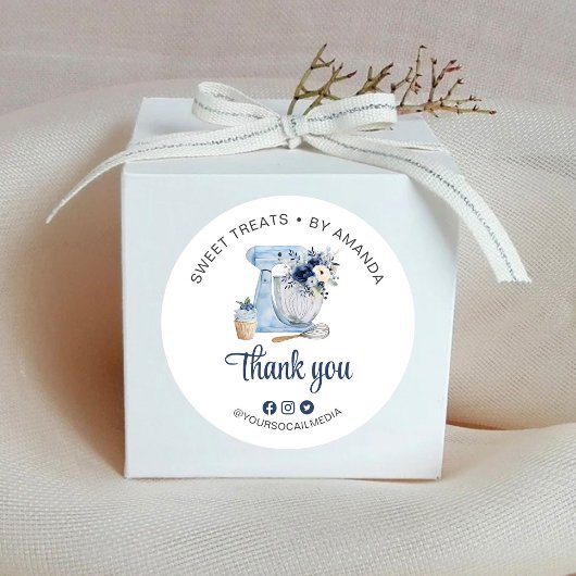Sticker Rond Merci Melangeur Bleu