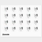 Sticker Rond Merci message de nom de couple de mariage moderne (Feuille)