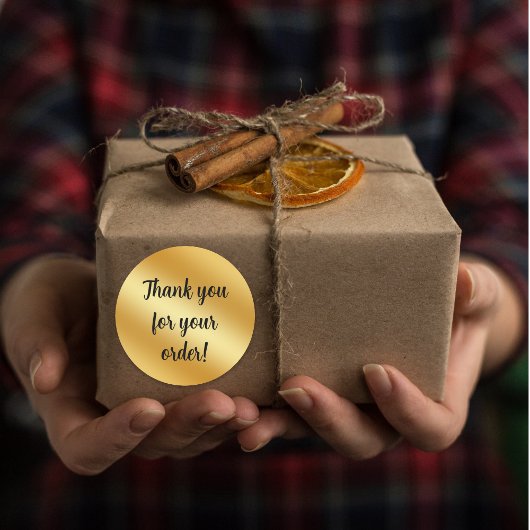 Sticker Rond Merci métallique or de luxe