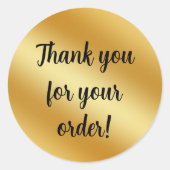 Sticker Rond Merci métallique or de luxe (Devant)