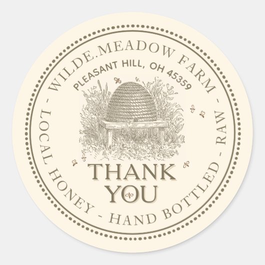 Sticker Rond Merci Miel Skep Beekeeper (Devant)