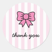 Sticker Rond Merci mignon carton rose Bow (Devant)