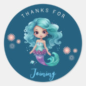 Sticker Rond Merci mignonne sirène (Devant)