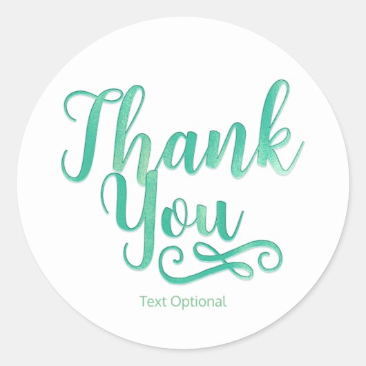 Sticker Rond MERCI Minty Green Shimmer Type Custom (Devant)