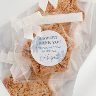 Sticker Rond Merci moderne avec Fleurs Bleues Favoriser