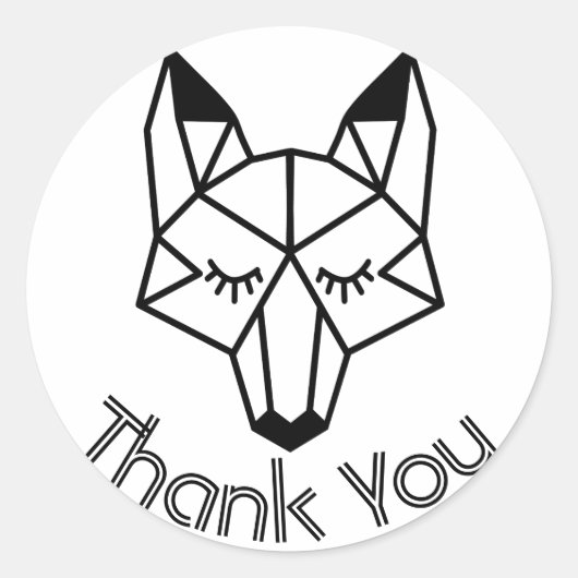 Sticker Rond Merci moderne Black Geometry Fox (Devant)