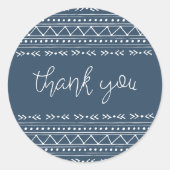 Sticker Rond Merci Moderne Bohème Bleu Lac (Devant)
