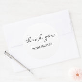 Sticker Rond Merci moderne écriture manuscrite noir blanc (Enveloppe)