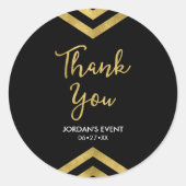 Sticker Rond Merci moderne Faux Gold Chevron (Devant)
