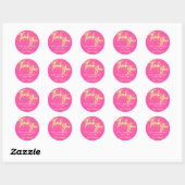Sticker Rond Merci moderne Fille rose chaud Neon brillant Scrip (Feuille)
