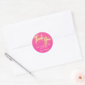 Sticker Rond Merci moderne Fille rose chaud Neon brillant Scrip (Enveloppe)