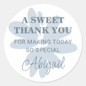 Sticker Rond Merci Moderne Fleur de Daisy Bleu Pastel  (Devant)