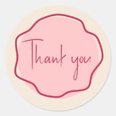 Sticker Rond Merci Moderne Gras Frame Verre Magenta Rose (Devant)