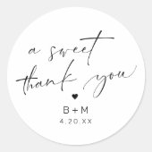 Sticker Rond Merci moderne Mariage de coeur (Devant)