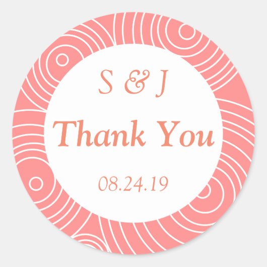 Sticker Rond Merci Moderne Peach (Devant)