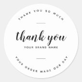 Sticker Rond Merci moderne pour votre emballage de commande (Devant)