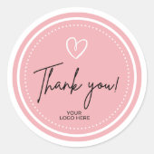 Sticker Rond Merci moderne rose et blanc Cercle (Devant)