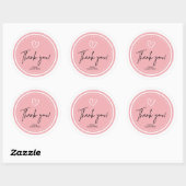 Sticker Rond Merci moderne rose et blanc Cercle (Feuille)