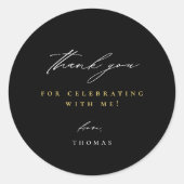 Sticker Rond Merci moderne Script noir (Devant)