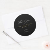 Sticker Rond Merci moderne Script noir (Enveloppe)