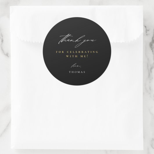 Sticker Rond Merci moderne Script noir (Sac)