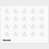 Sticker Rond Merci moderne Script Rose Gold Heart Mariage (Feuille)