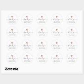 Sticker Rond Merci moderne Script Rose Gold Heart Mariage (Feuille)