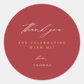 Sticker Rond Merci moderne Script rouge (Devant)