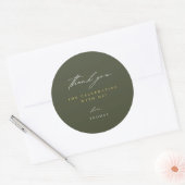 Sticker Rond Merci moderne Script vert (Enveloppe)