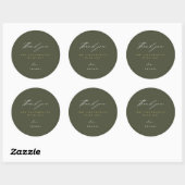 Sticker Rond Merci moderne Script vert (Feuille)